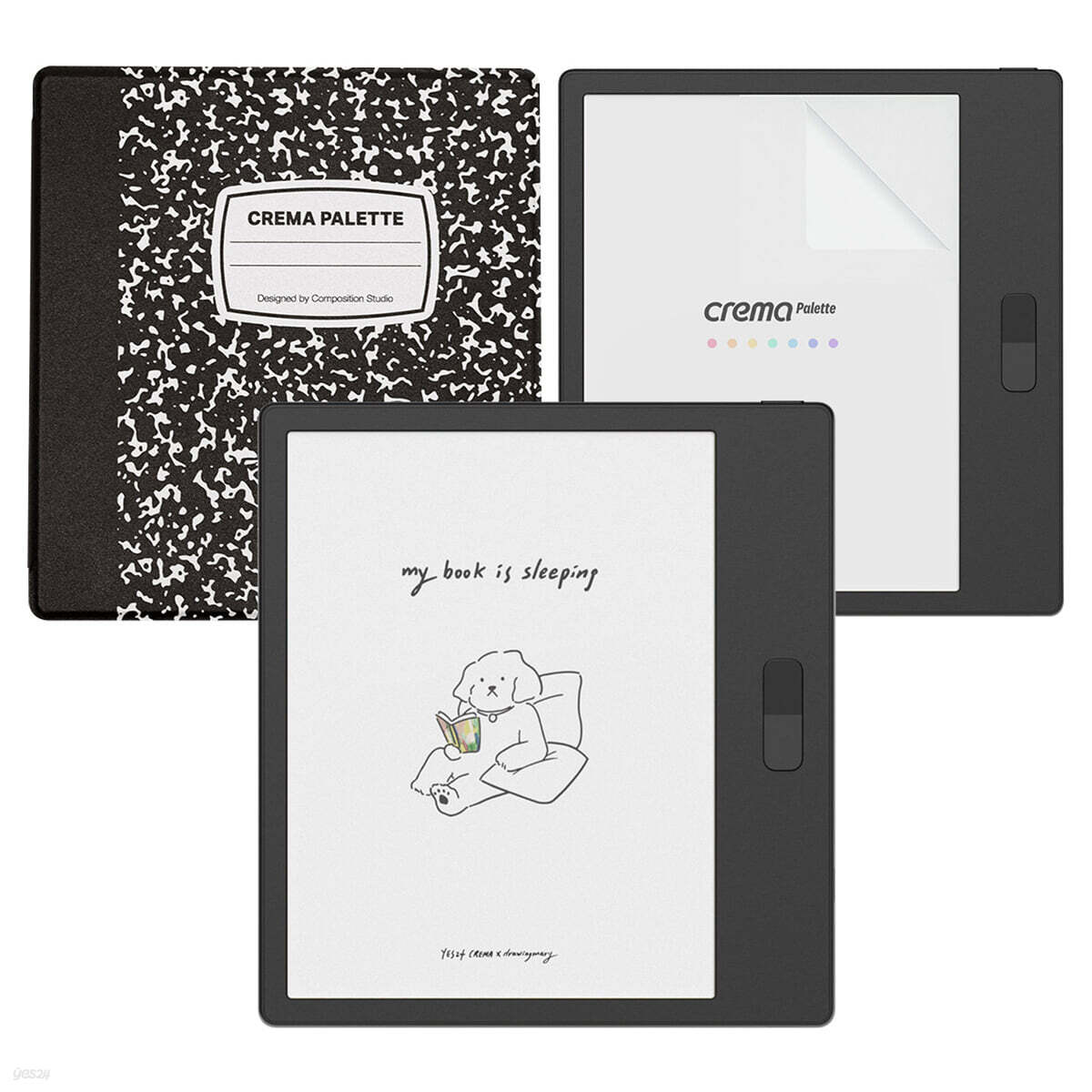크레마 팔레트 블랙 + 필름 + 플립케이스 이북리더기