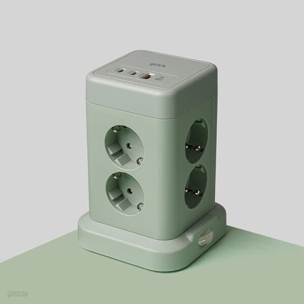지클릭커 타워 8구 고용량 4000W USB 출력 멀티탭 NP708PD 그린