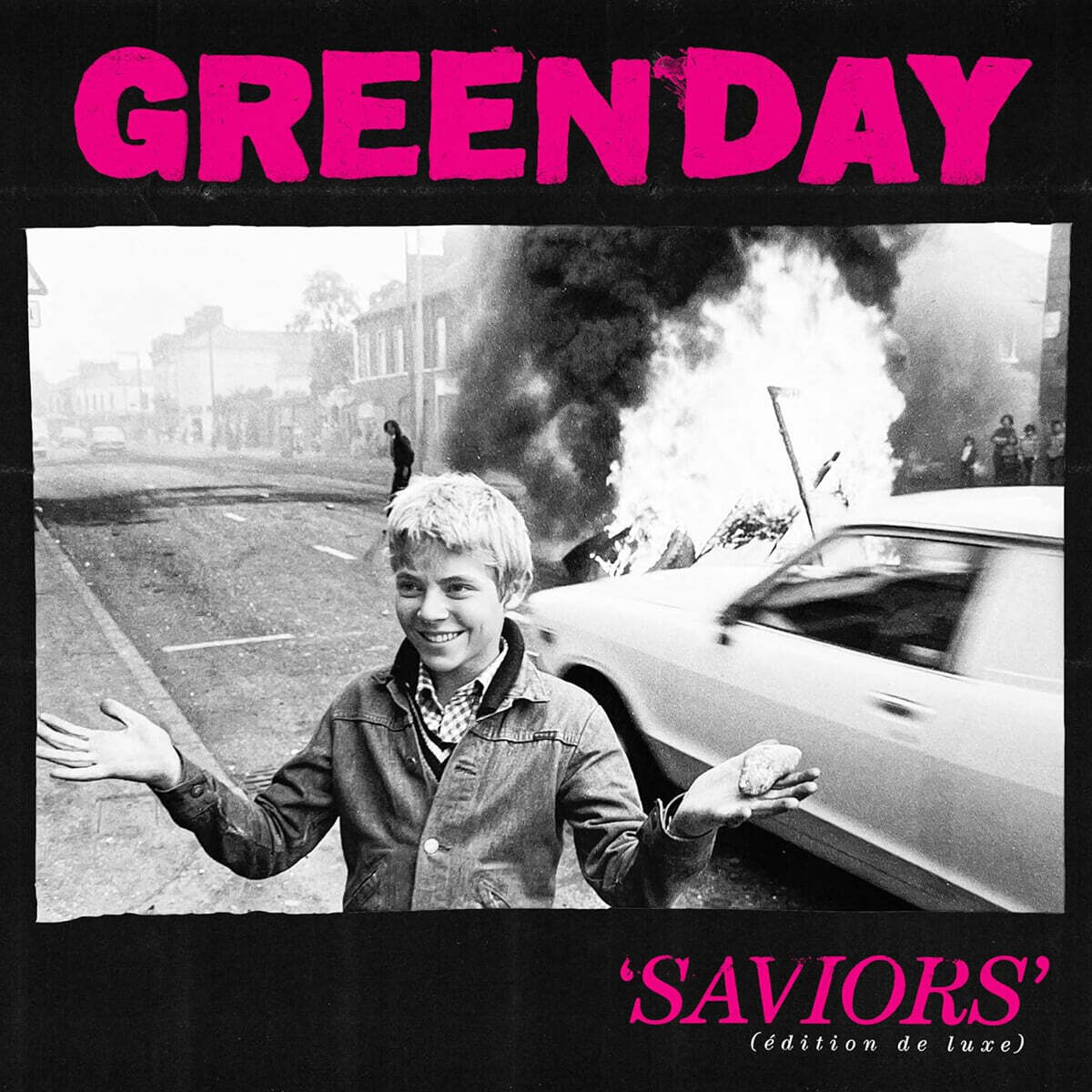 Green Day (그린데이) - 14집 Saviors (édition de luxe) [핫핑크 & 화이트 스플래터 컬러 2LP]