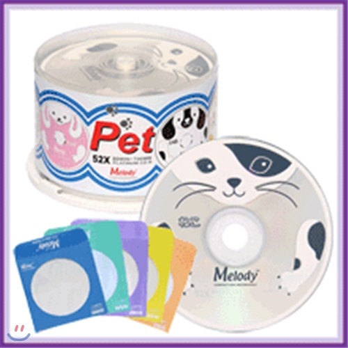 ★ 종이케이스 50장 증정★ 일본수출용 PET!! A급품질~ 판매1위~ 멜로디 Pet  CD-R 700MB