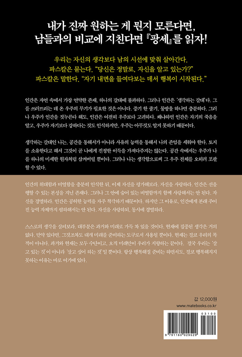 파스칼의 팡세 | 블레즈 파스칼 | 메이트북스 - 예스24