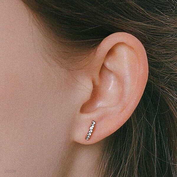 제이로렌 미니큐빅 라운드바 로즈골드 귀걸이 M03955