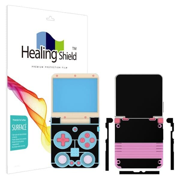 미유 플립 휴대용 레트로 게임기 블랙 외부보호필름 1세트