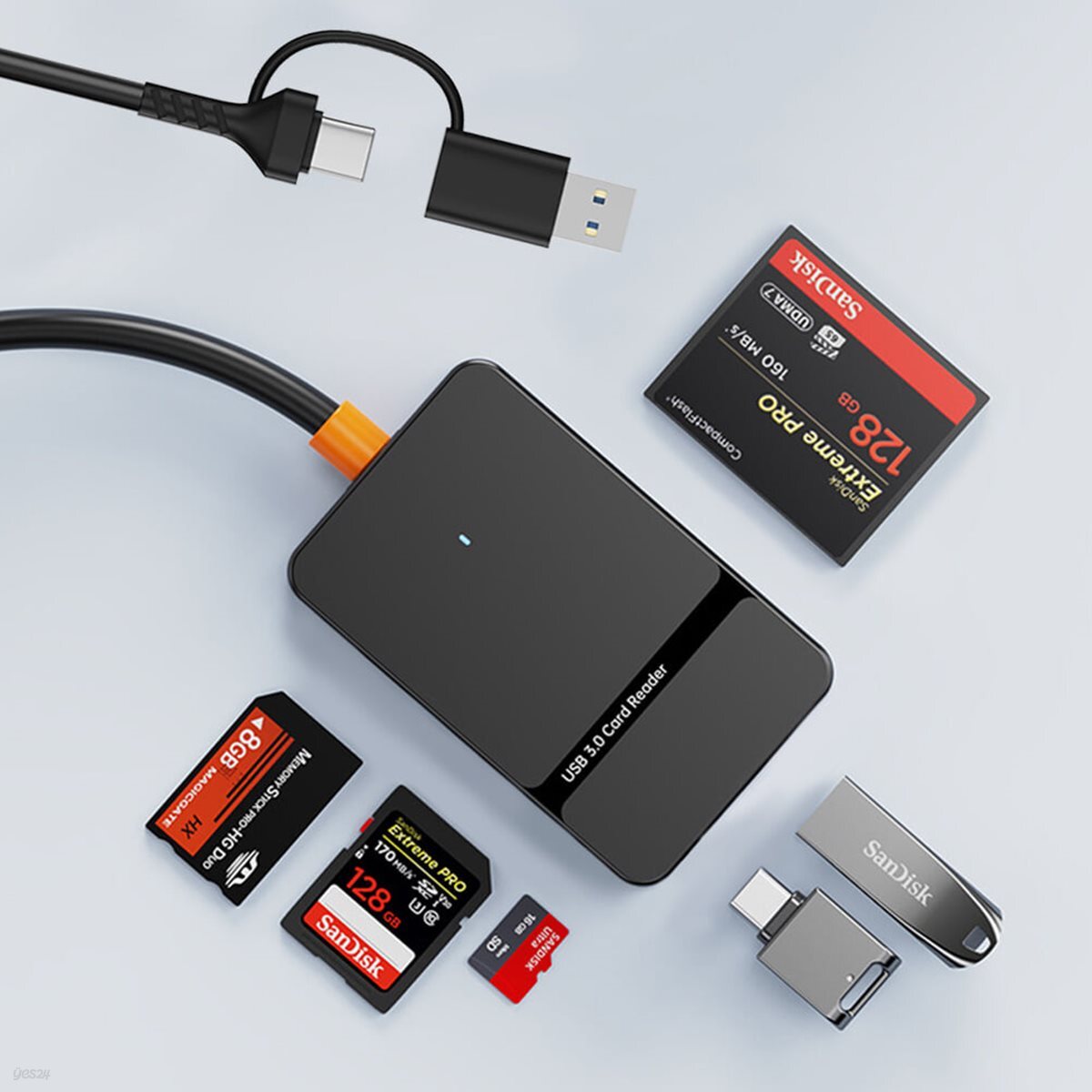 라디온 RUH-420CA 6in2 USB3.0 Type-C USB-A SD TF 메모리스틱듀오 CF카드 허브 멀티카드리더기