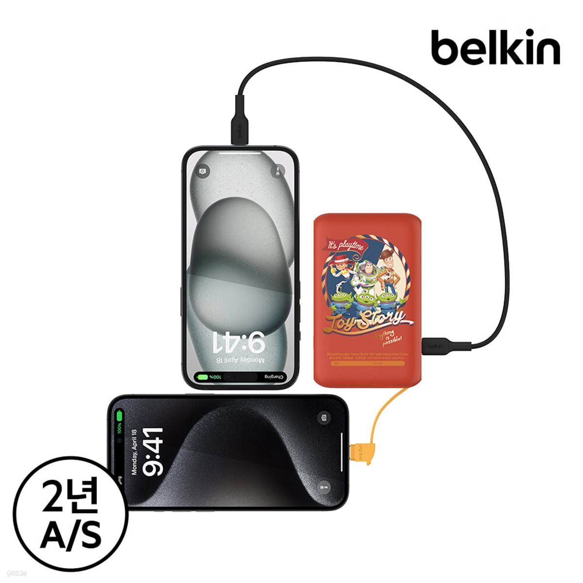 벨킨 디즈니 픽사 토이스토리 C타입 케이블 일체형 20W 10000mAh 보조배터리 BPB021TS