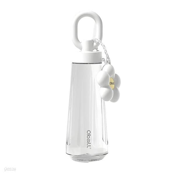 블러썸 트라이탄 오볼텀블러 600ml 화이트 빨대 물병 물통 꽃 키링