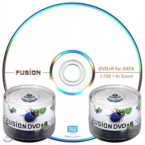 [전국무료배송]퓨전 8배속 4.7GB 데이터용 DVD+R 50케이크 2개 100장
