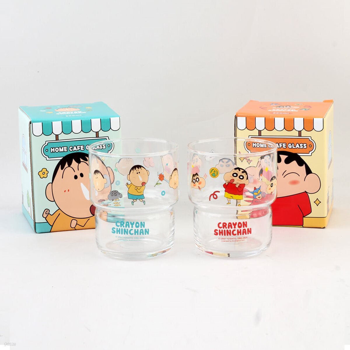 짱구 맹구 홈카페 글라스 300ml/캐릭터 식기 굿즈 유리잔 물컵 선물