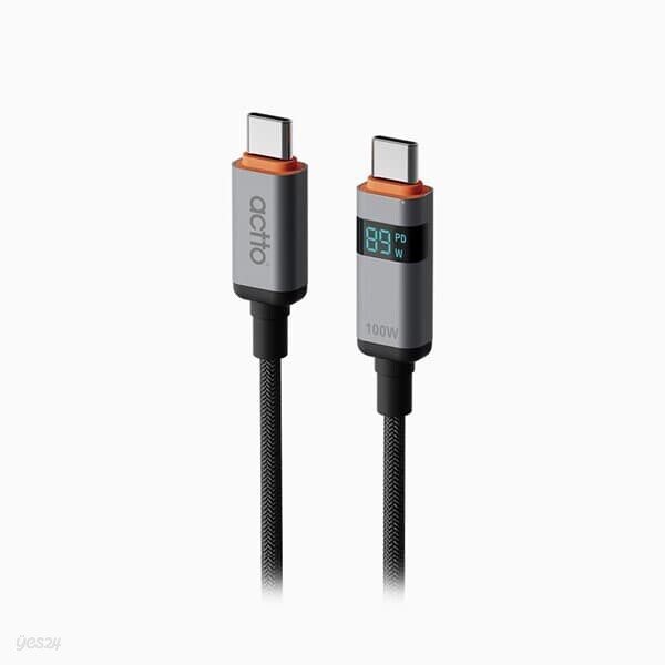 엑토 C to C 100W LED 디스플레이 스크린 데이터 전송 고속 충전 케이블 블랙 TC-56