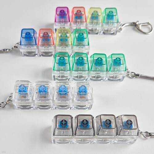 키보드 키링 LED 키캡 딸깍이 열쇠고리 스위치 블럭 키홀더 가방꾸미기 라이트 4구 스트레스해소