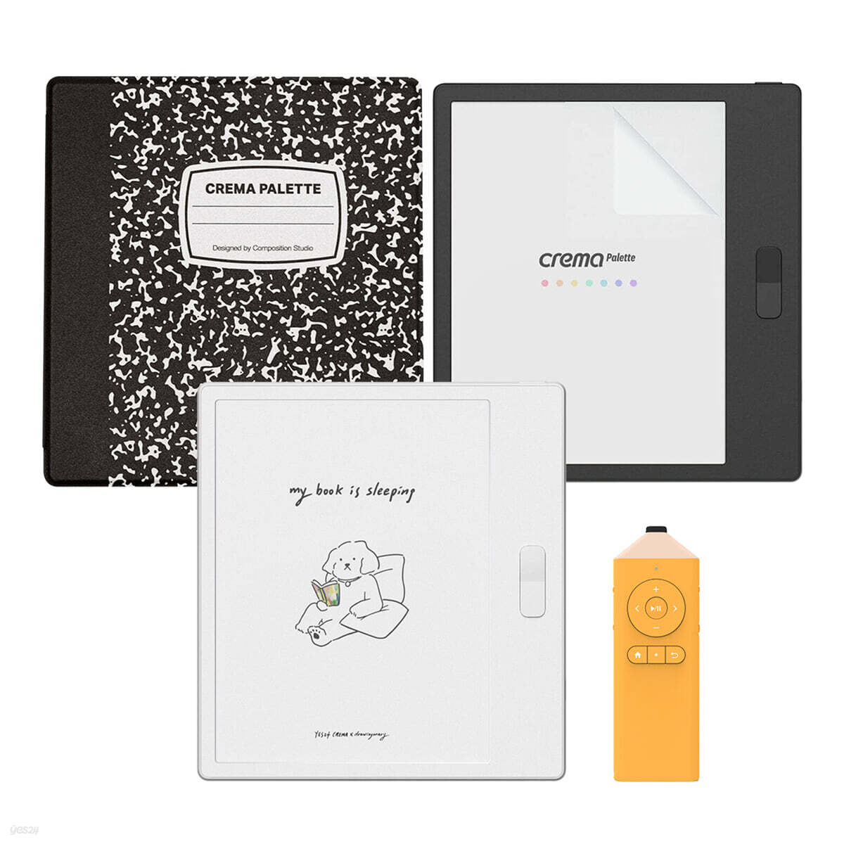크레마 팔레트 화이트 + 필름 + 플립케이스 + 크레마 연필 리모컨 이북리더기