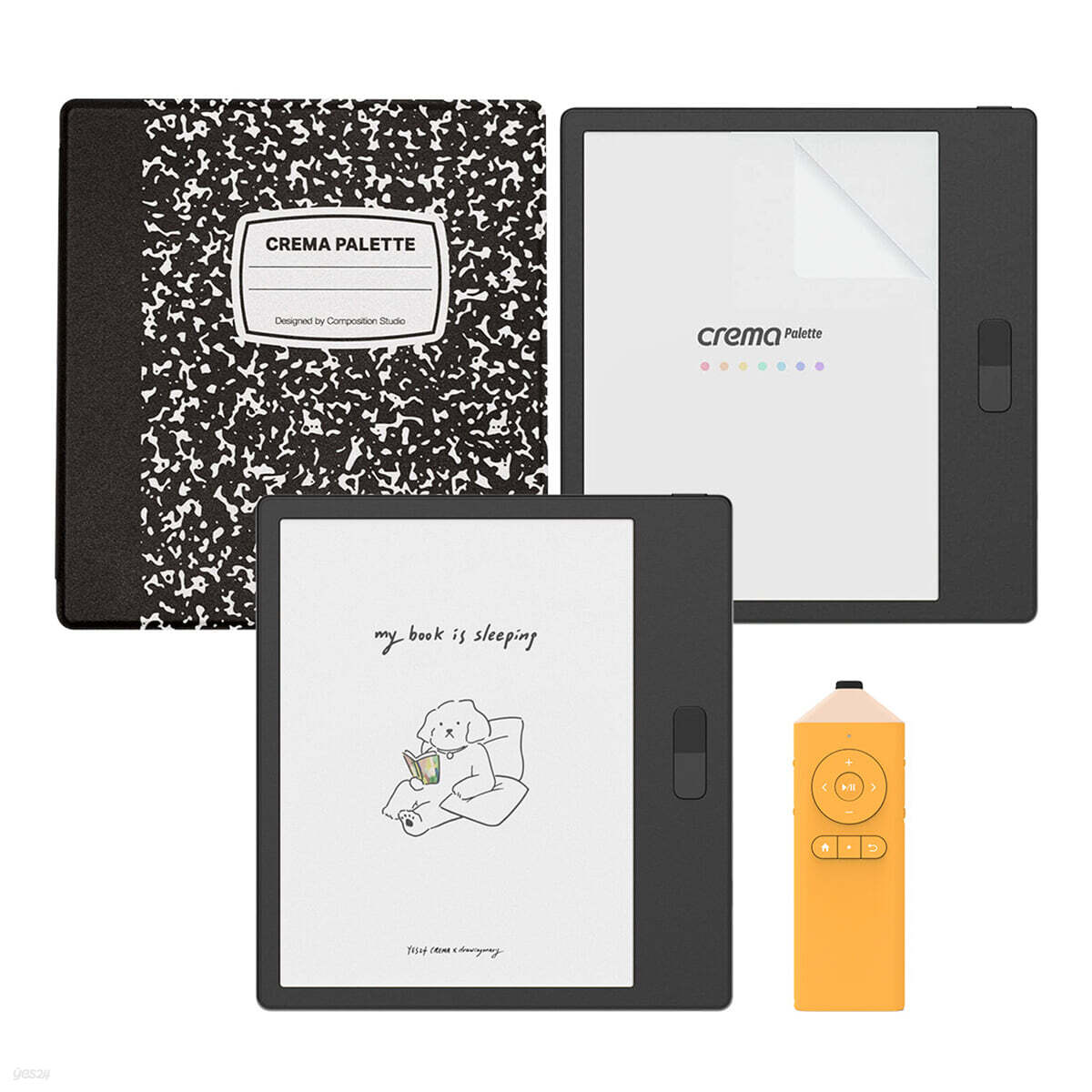 크레마 팔레트 블랙 + 필름 + 플립케이스 + 크레마 연필 리모컨 이북리더기