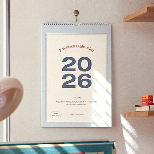 아이코닉 2026 플로우 월 캘린더 (벽걸이 달력 스케줄러)