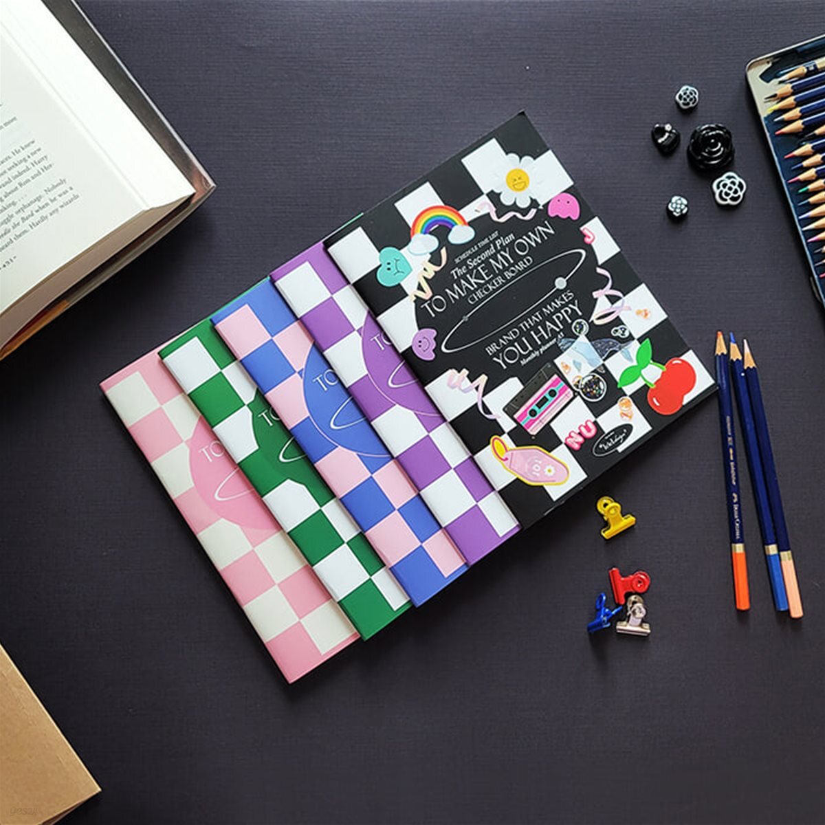 아이씨엘 체커보드 먼슬리 플래너 A5 2026 해빗트래커