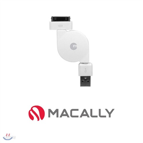 맥컬리 Apple용 RESYNCCABLE 30핀 케이블 돌돌이(0.5m) Retractable USB to 30 Pin Cable