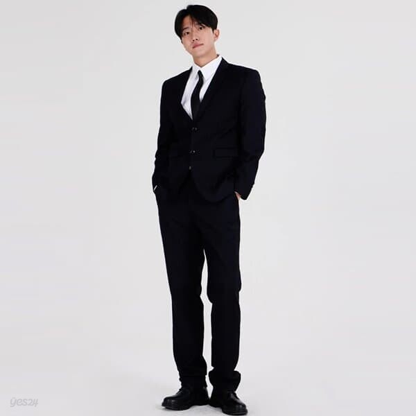 네이비 블랙 남자 긴팔 면접정장세트(자켓 셔츠 바지)