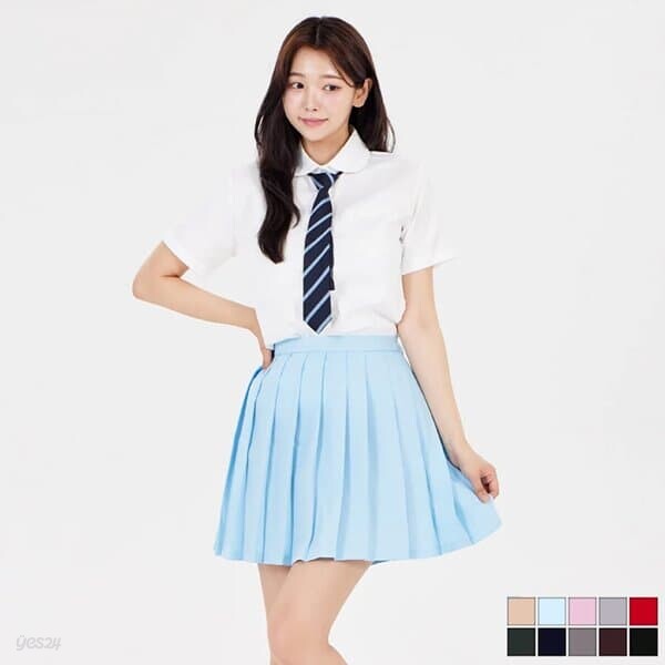 크레파스 단색 플리츠 교복치마(10color) 교복 학생복