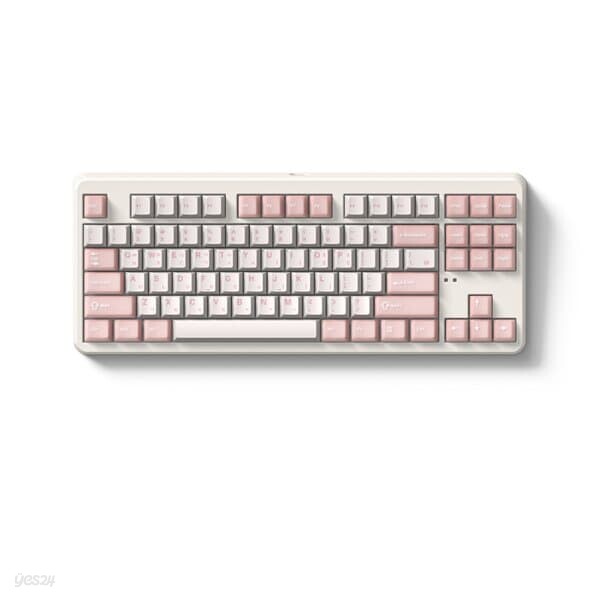FL-ESPORTS X80 유무선 블루투스 가스켓 마운트 기계식 키보드 크림 핑크, 저소음 스노우축