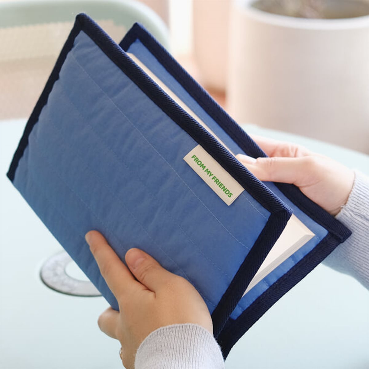 누빔 프레임 북커버 ( 블루&네이비 )
