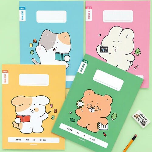 초등 개구쟁이 저학년 줄 노트 4권 (1-2무제, 120g 내지)