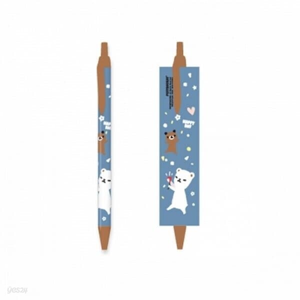 포니브라운 틱톡펜 부하곰 블루 0.38mm 볼펜