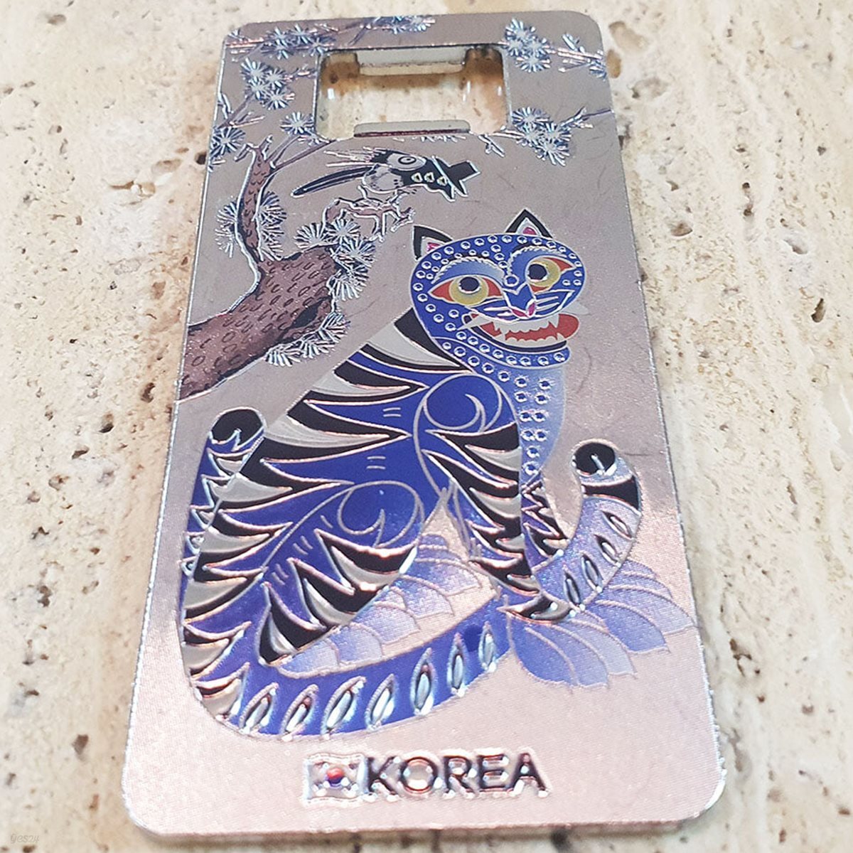 라베끄 K-컬처 호작도 민화 케데헌 에칭메탈 오프너 냉장고자석/한국전통기념품 공예품 민예품/서울관광 여행 글로벌 외국인 유학생 교환학생 홈스테이선물/Korean Souvenirs