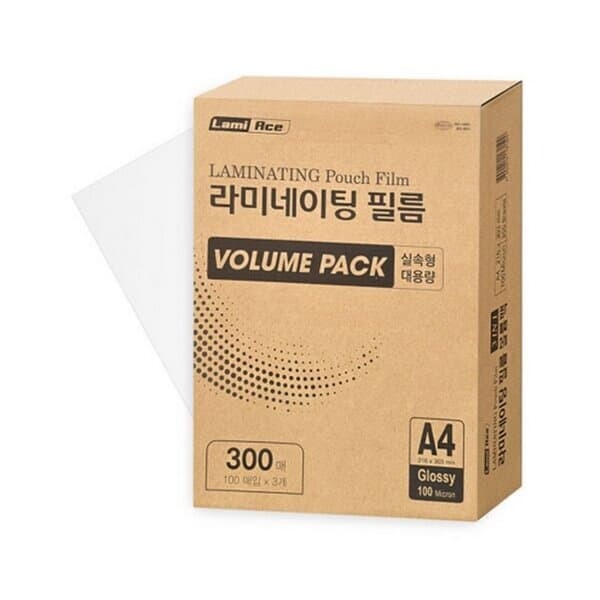 라미에이스 코팅지 A4 100mic 300매입 볼륨팩 216X303mm 국내산 코팅지/필름지