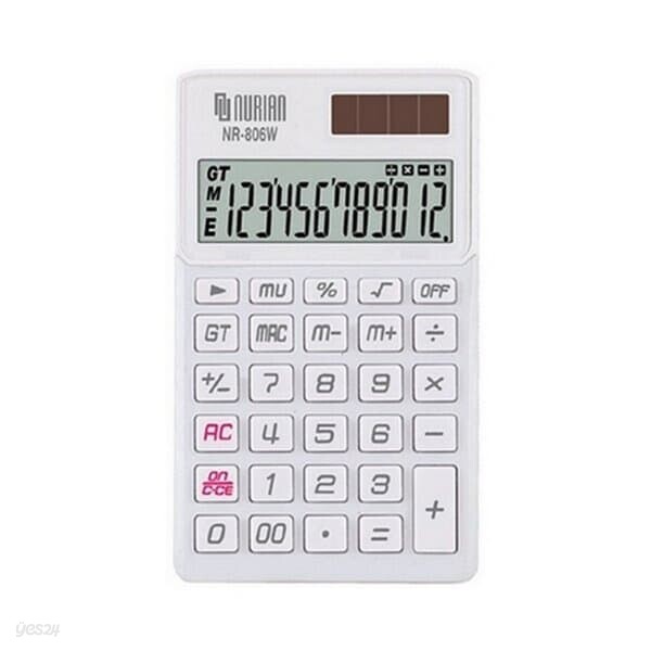 누리안 계산기 NR-806W 70X119X11mm12자리 일반계산기
