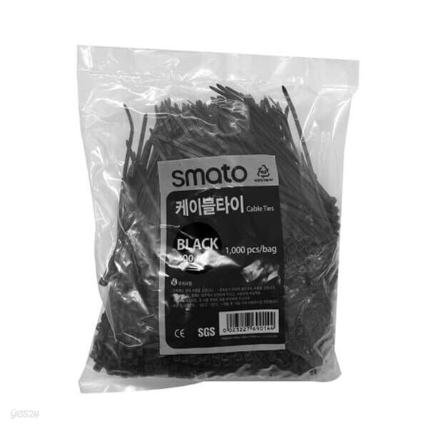 스마토 케이블타이 100mm 흑색 1000개입 2.5mm 케이블타이/정리함