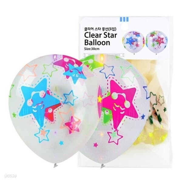 파티클럽 30CM 클리어 스타풍선 6입 BB05 풍선/풍선용품