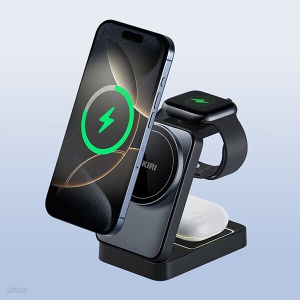 코끼리 폴딩 맥세이프 호환 3in1 고속 무선충전기 갤럭시 애플 워치 호환 마그네틱 거치대 충전기