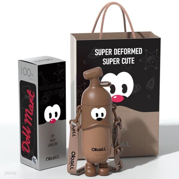 도도 오볼텀블러 400ml 스텐316 브라운 스트랩 어린이 빨대 물병 선물 보온 보냉