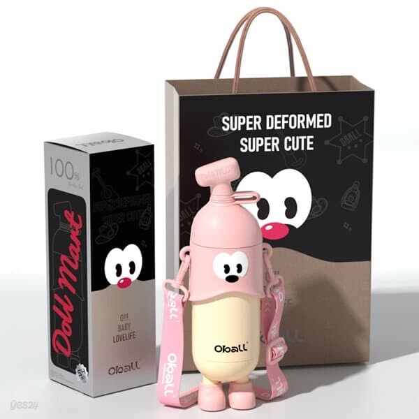 도도 오볼텀블러 400ml 스텐316 핑크 스트랩 어린이 빨대 물병 선물 보온 보냉