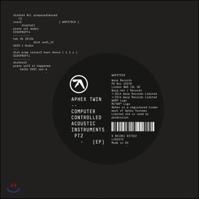 Aphex Twin (彺 Ʈ) - Computer Controlled Acoustic Instruments Pt. 2 EP [LP]
