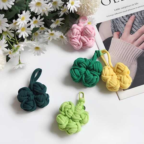 양말목 네잎클로버 키링 만들기 DIY 키트 [5종 클로버 양말 공예 행운 LUCKY 제로웨이스트 업사이클링 뜨개 크로버 미술 재료]