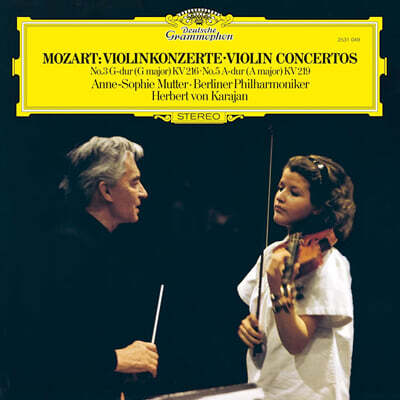 Herbert Von Karajan — Anne-Sophie Mutter 모차르트: 바이올린 협주곡 3번 5번 (Mozart: Violin Concertos K. 216, K. 219) 앨범 커버