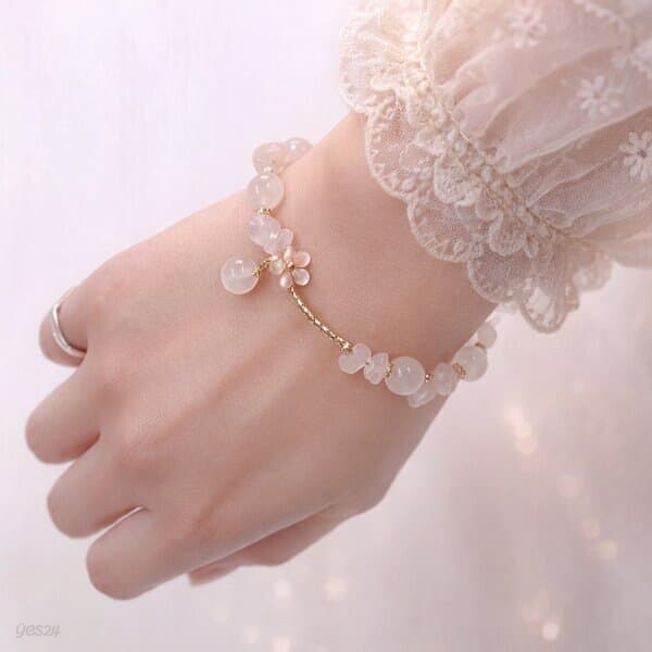 H14 사랑의 결정 로즈쿼츠 벚꽃 팔찌