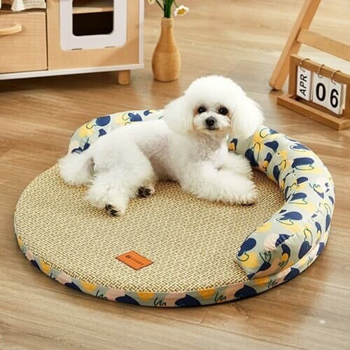 [토마]강아지 고양이 돗자리라탄 매트 핑크(S)/반려동물 바닥매트 러그 쿠션 쿨(CN68)