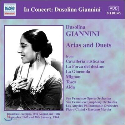 Dusolina Giannini 아리아와 이중창 - 카발레리아 루스티카나, 운명의 힘, 토스카 (In Concert - Arias & Duets from Cavalleria Rusticana, Tosca)