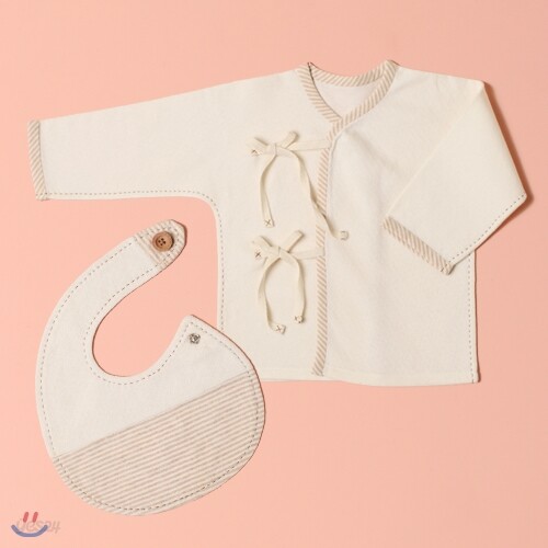 (베이직 신생아 시리즈) 배냇,턱받이 SET (스트라이프) DIY