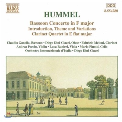 Diego Dini-Ciacci 훔멜: 바순 협주곡, 서곡과 주제 & 변주곡, 클라리넷 협주곡 (Hummel: Bassoon Concerto, Clarinet Quartet)