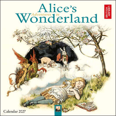 Flame Tree Publishing British Library: Alice's Adventures in Wonderland Mini Wall Calendar 2027 (Art Calendar)