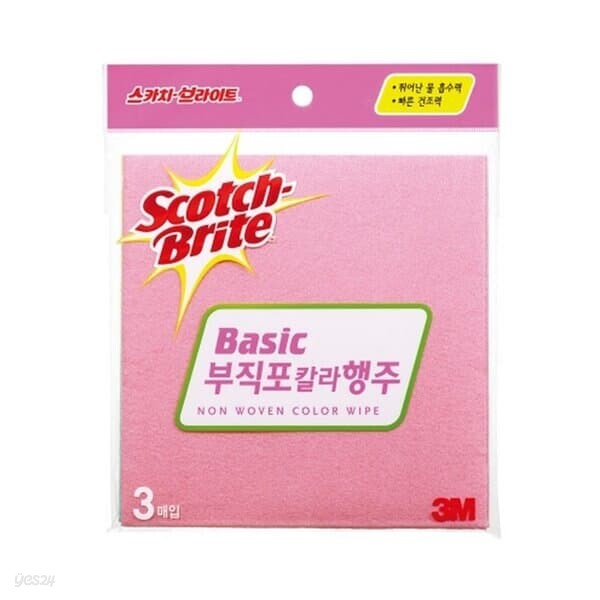 3M 브라이트 베이직 부직포 칼라행주 3매 행주