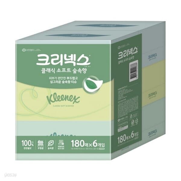 반품불가 크리넥스 숲속향 곽티슈 화장지 180매X6갑입