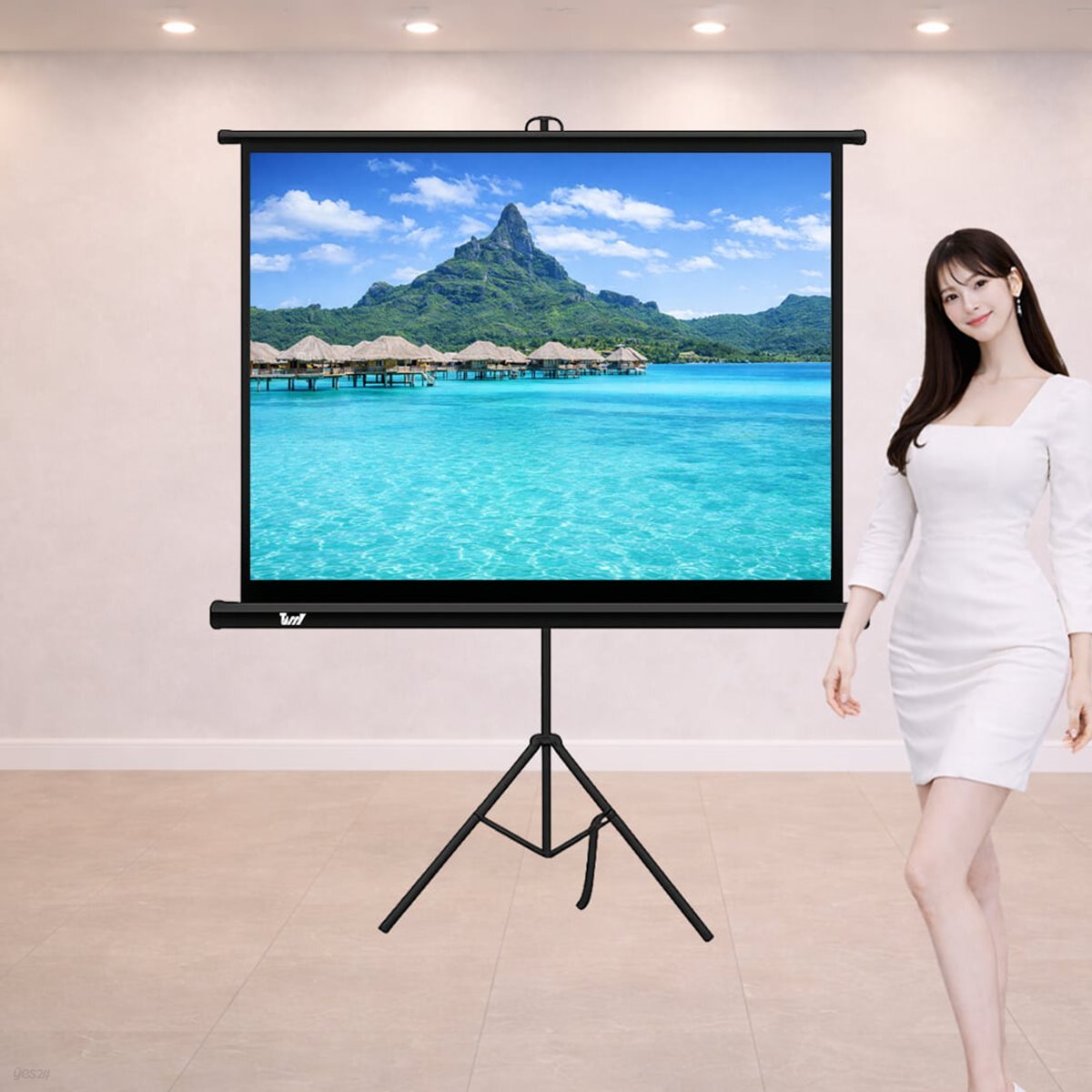 빔스크린 4:3 유압식 휴대용 가정용 족자 캠핑스크린 254cm(100인치)