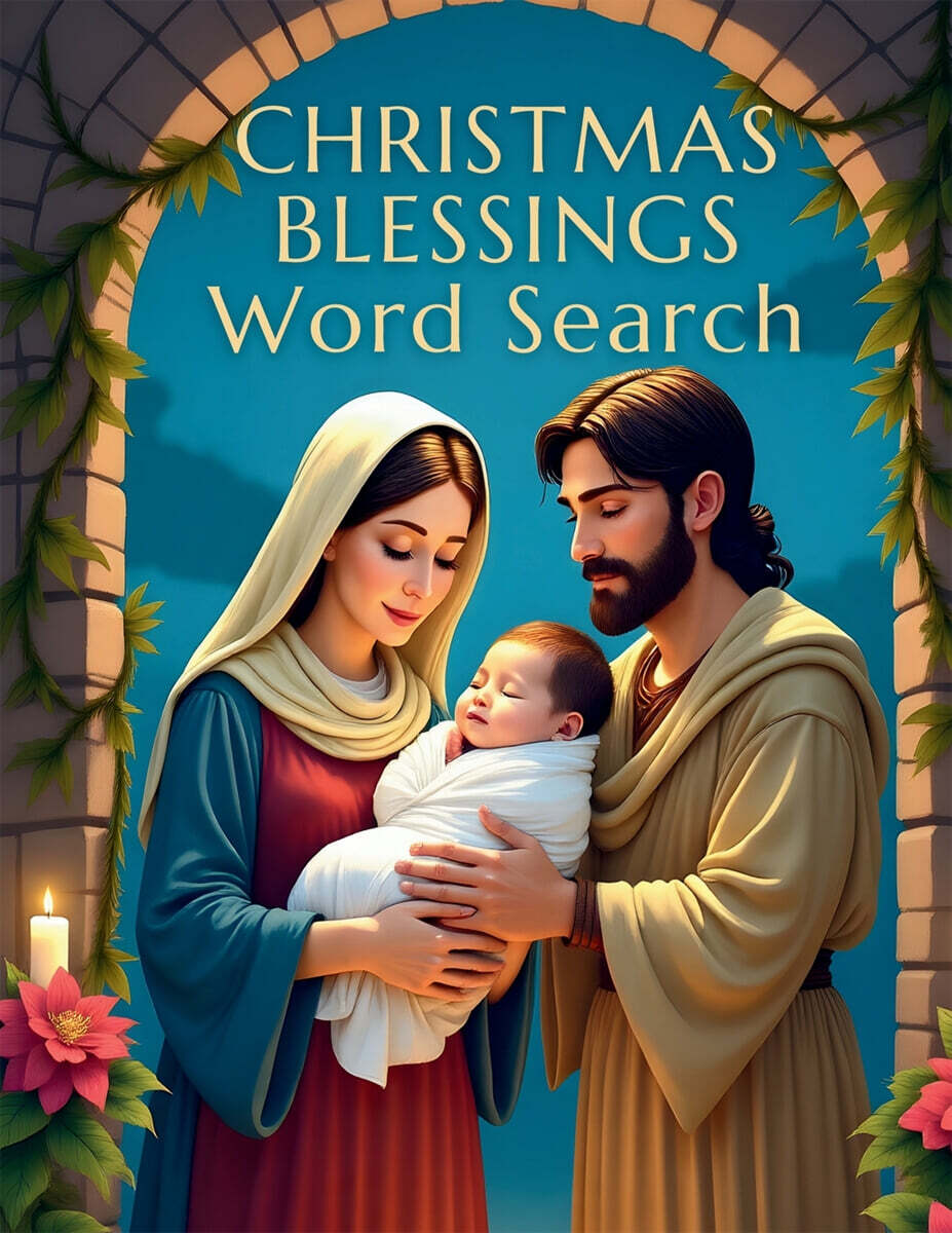 Christmas Blessings Word Search: 50 Engaging Puzzles that Explore the Light, Love, and Meaning of Jesus' Birth plus 10 Bonus Coloring Pages!