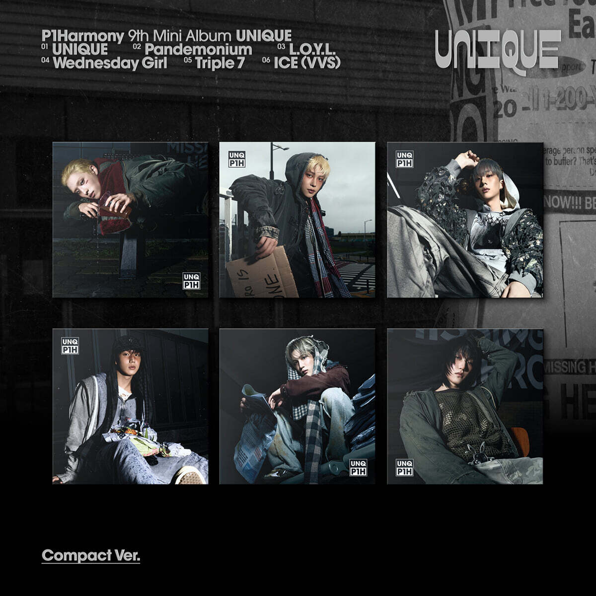P1Harmony (피원하모니) - 미니앨범 9집 : UNIQUE [Compact Ver.][6종 SET]