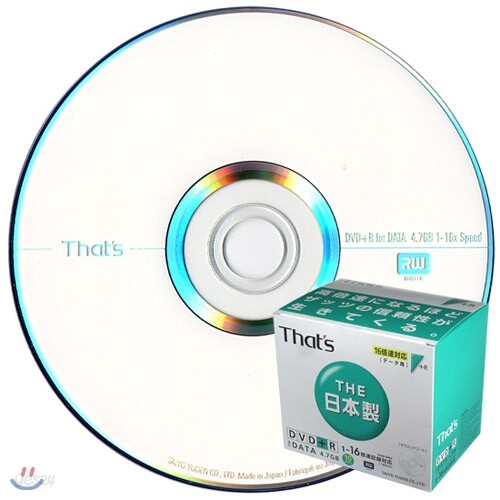 [전국무료배송]다이요유덴 16배속 4.7GB DVD+R 데이터용 10mm 케이스 20장