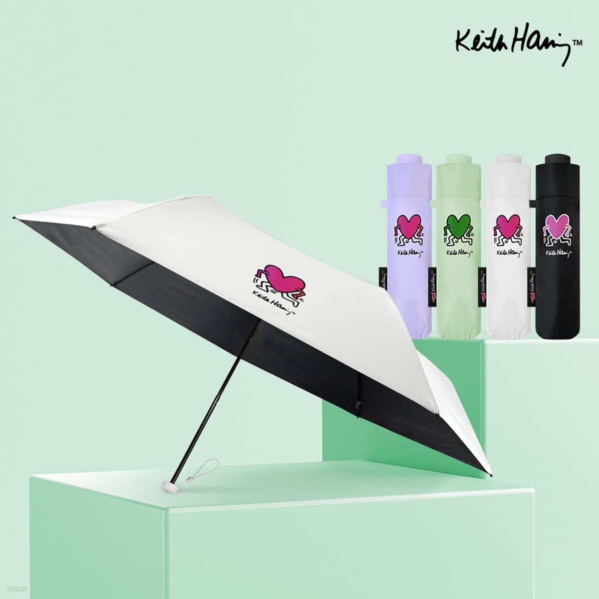 1+1 키스해링 카본 워킹하트 초경량 양우산