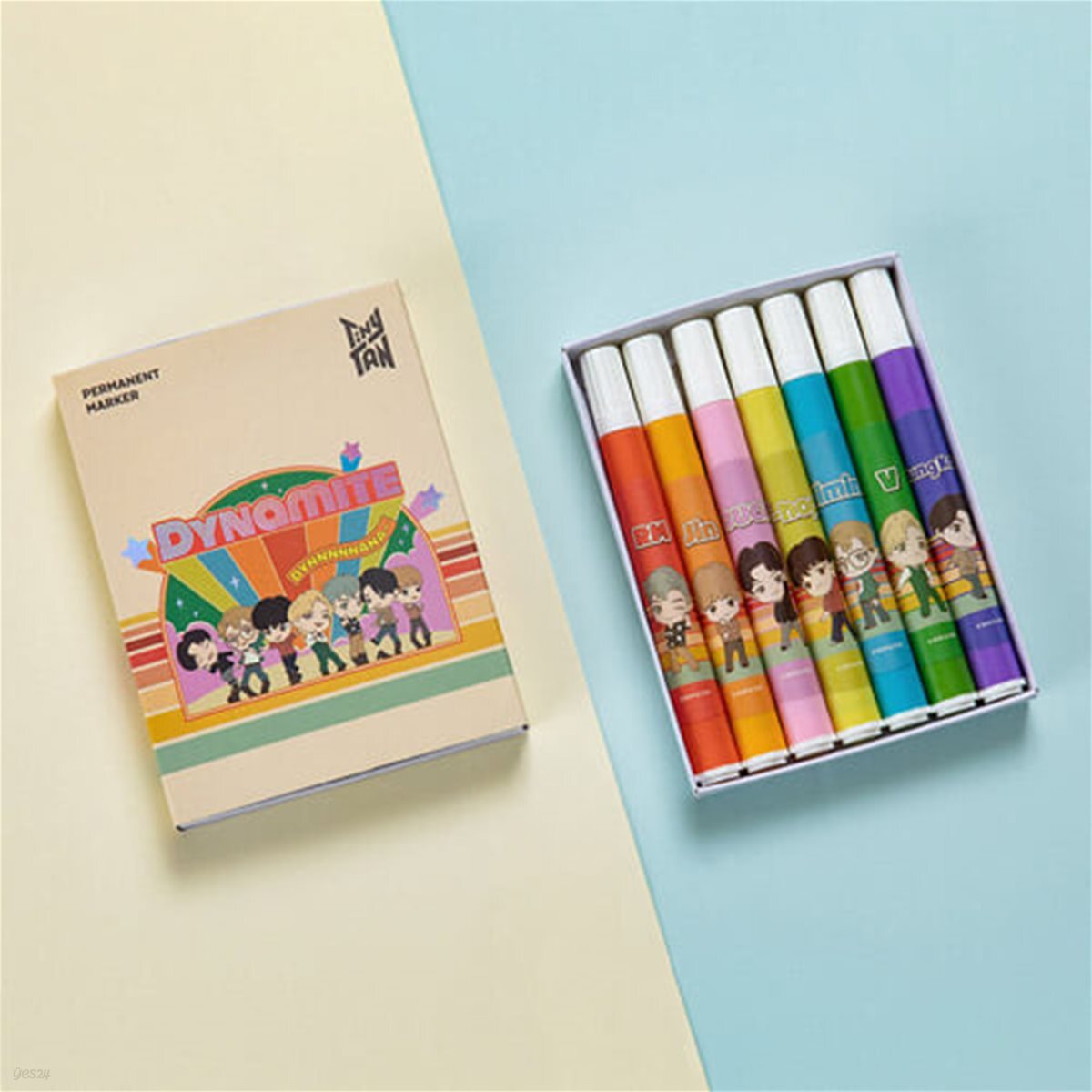 모나미 타이니탄(TinyTAN) 유성매직 7본입 엽서세트 (Dynamite)